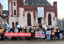 Больше сотни человек присоединились к акции против Путина в немецком Франкфурте-на-Майне