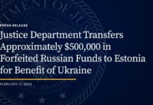 Минюст США перевел Эстонии $500 тыс из конфискованных российских активов