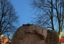 Четвертый день с момента смерти Алексея Навального у Соловецкого камня в Петербурге