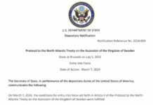 Швеция вступила в НАТО