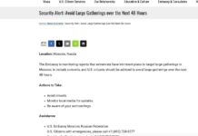 Посольство США и МИД Великобритании призвали своих граждан избегать скоплений людей в Москве из-за возможных терактов в ближайшие двое суток