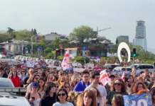 Сегодня в Тбилиси прошел женский марш против законопроекта об «иноагентах»