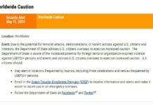 США предупредили своих граждан о возможной террористической атаке на одном из ЛГБТ-мероприятий по всему миру