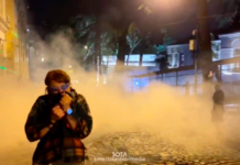 В Тбилиси протестующие против законопроекта об «иноагентах» закидывают здание парламента мусором