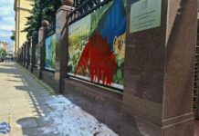 Неизвестные облили краской посольство Чехии в Москве