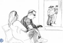 Зарисовки с заседания по делу обвиняемых в подготовке теракта в аэропорту «Шереметьево» Михаила Дария и Илья Ковылкова. Съемка в зале суда была запрещена